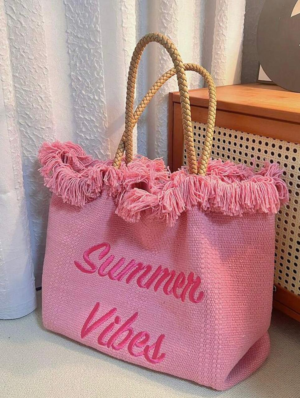 Pink Fringed Riviera Tote