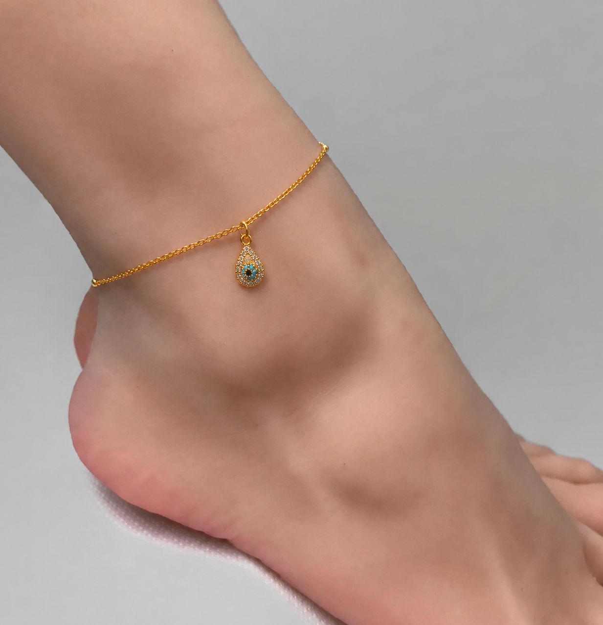 Azure Teardrop Anklet