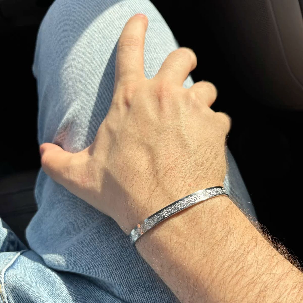 Scripted Silver Cuff