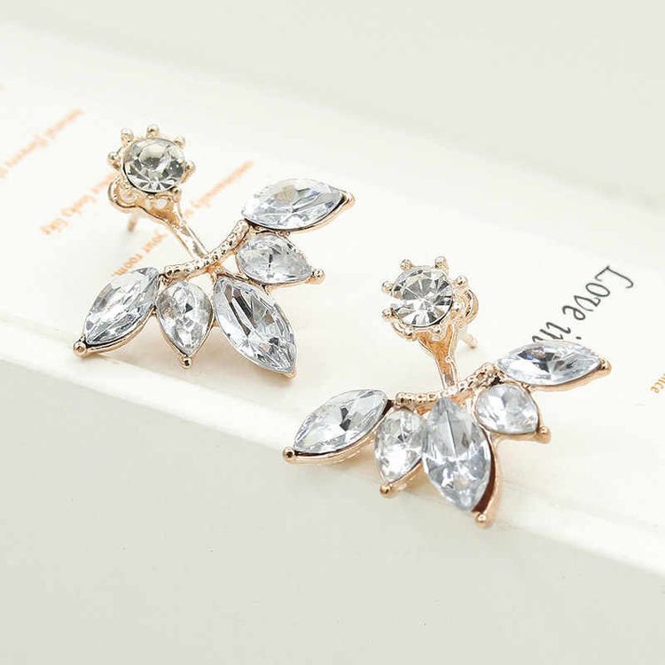 Crystal Leaf Earrings