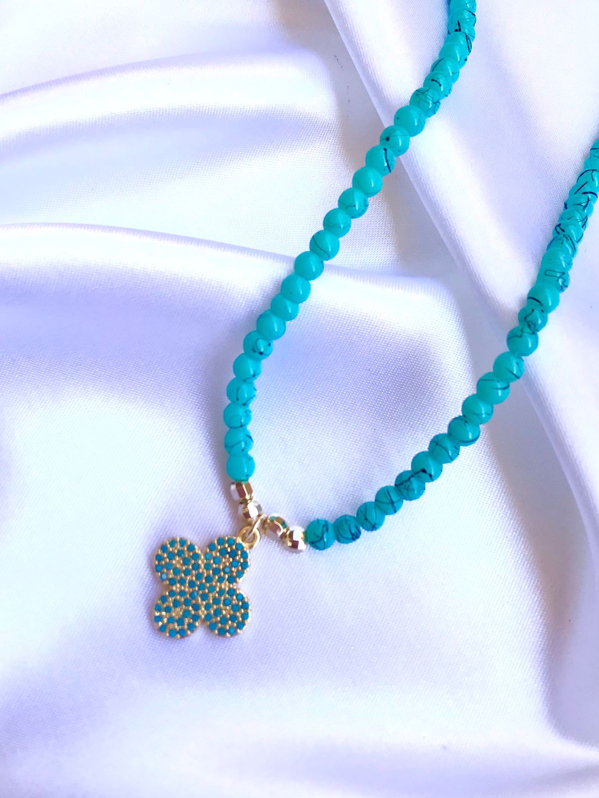 Aqua Floral Necklace