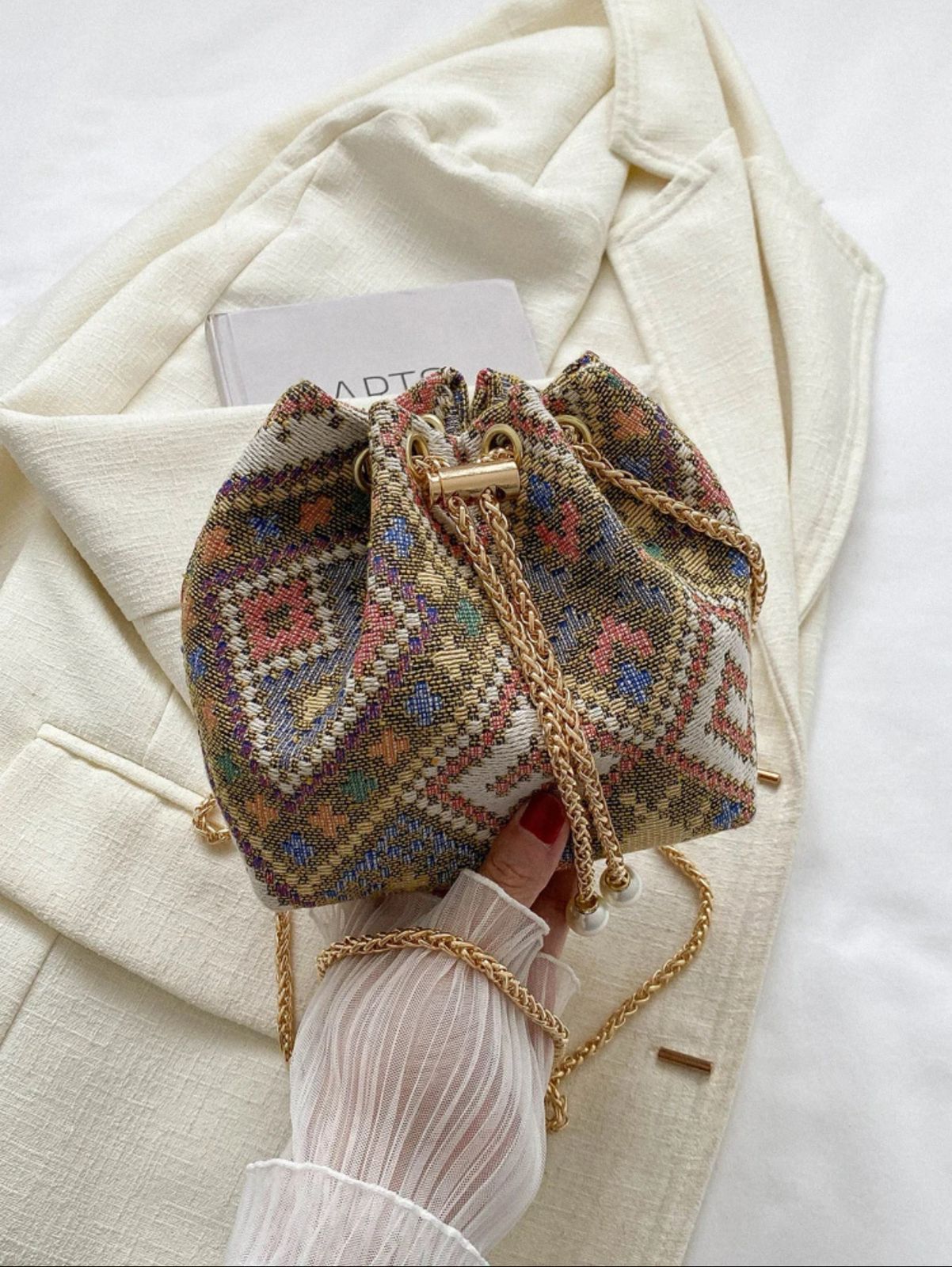 Beige Geo Bag