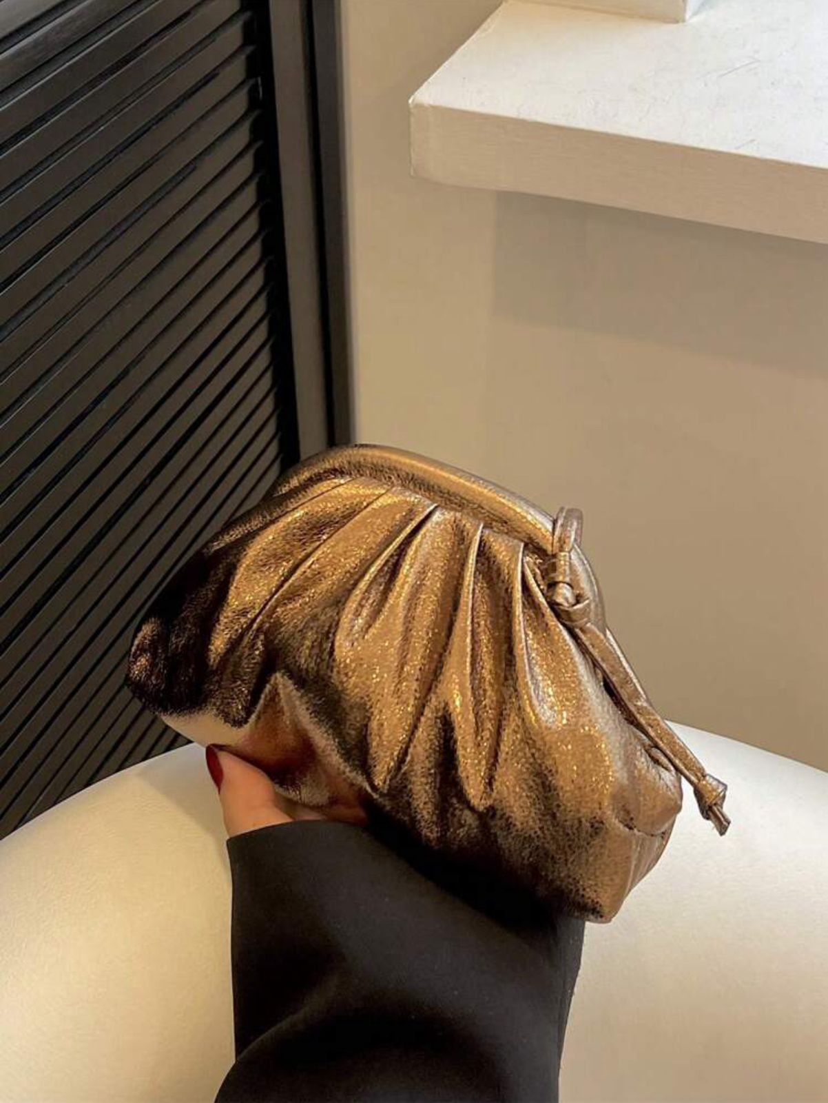 Metallic Ruched Bag