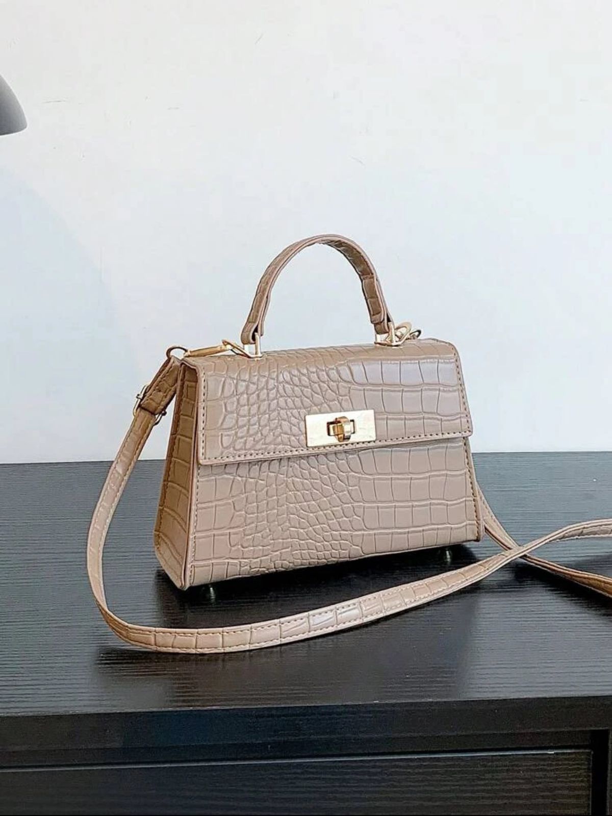 Beige Crocodile Bag